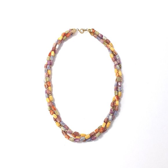 3 Strand Twisted Choker Necklace, Multi Beaded Necklace, Brand New 80s Vintage - Picture 1 of 7